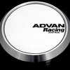 Advan 63mm Flat Centercap - White/Silver Alumite - Mammoth Racing -